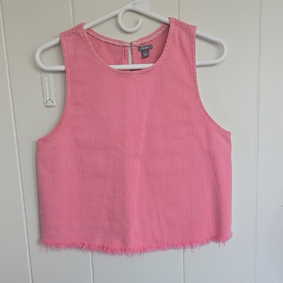 aerie Tops - Aerie Women's Medium Denim Open Back Fringe Sleeveless Tank Top, Pink